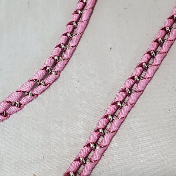 Banana Republic Pink Fabric with Silver Chain and Chunky Silver Dome Tassel Neck - Picture 6 of 9